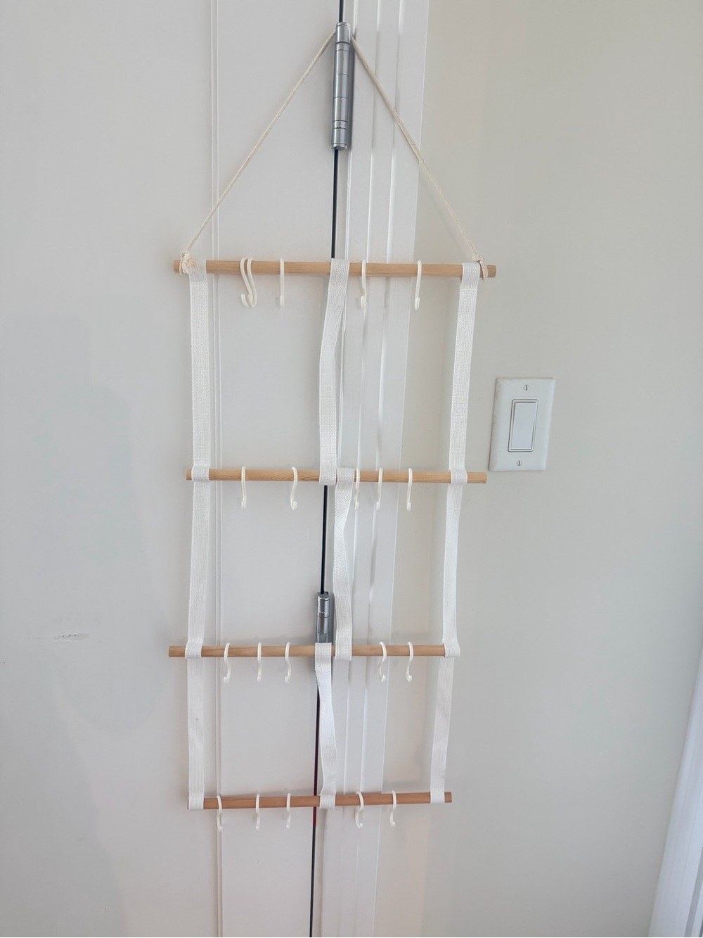 Hanging Jewelry Organizer - White & Natural Wood